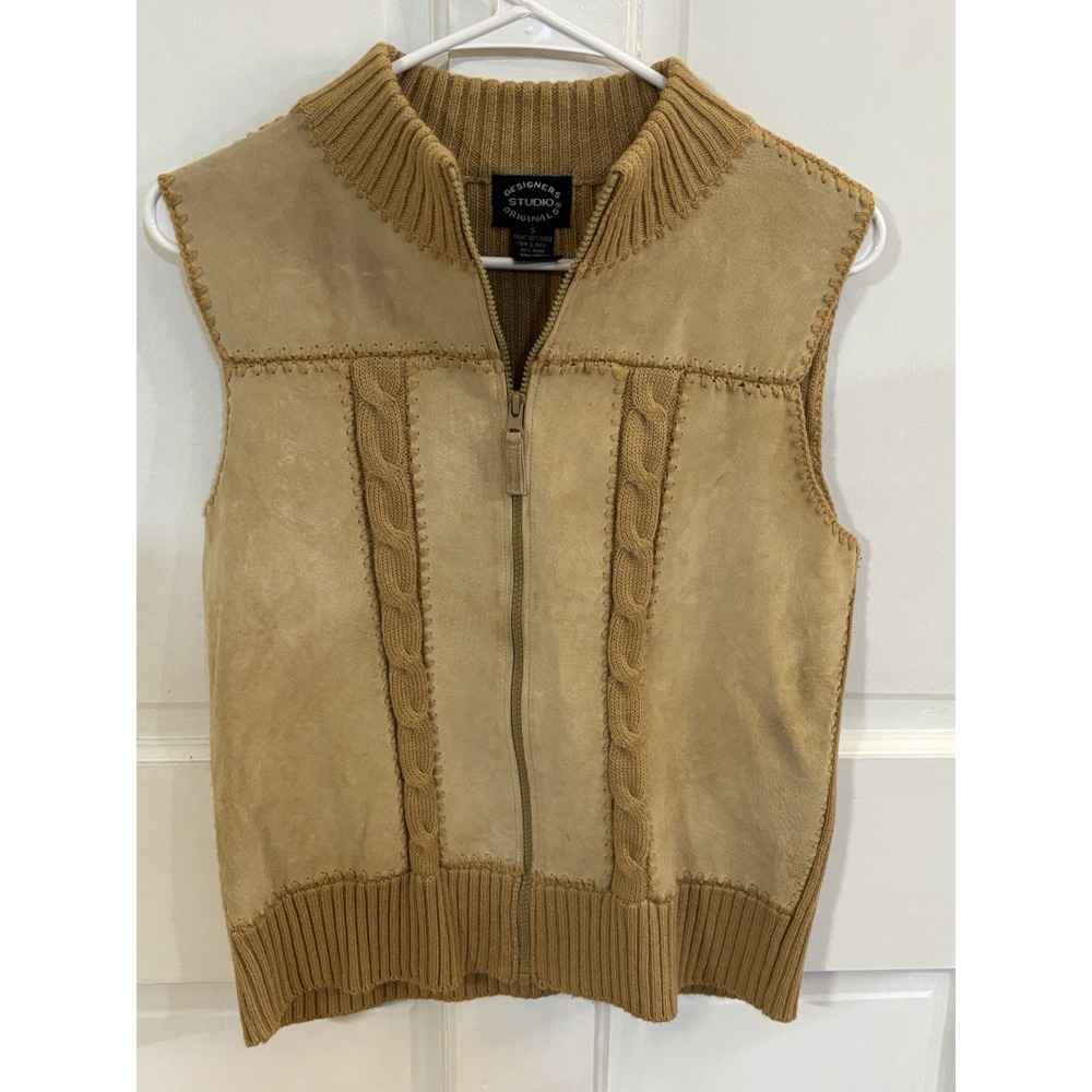 DESIGNERS STUDIO ORIGINALS Beautiful Tan Suede Leather Vest   Size Small